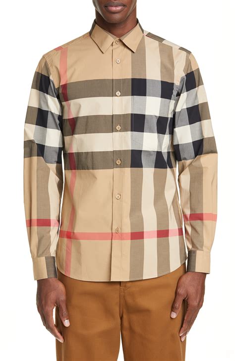 burberry shirt mens button up|Burberry check button up shirt.